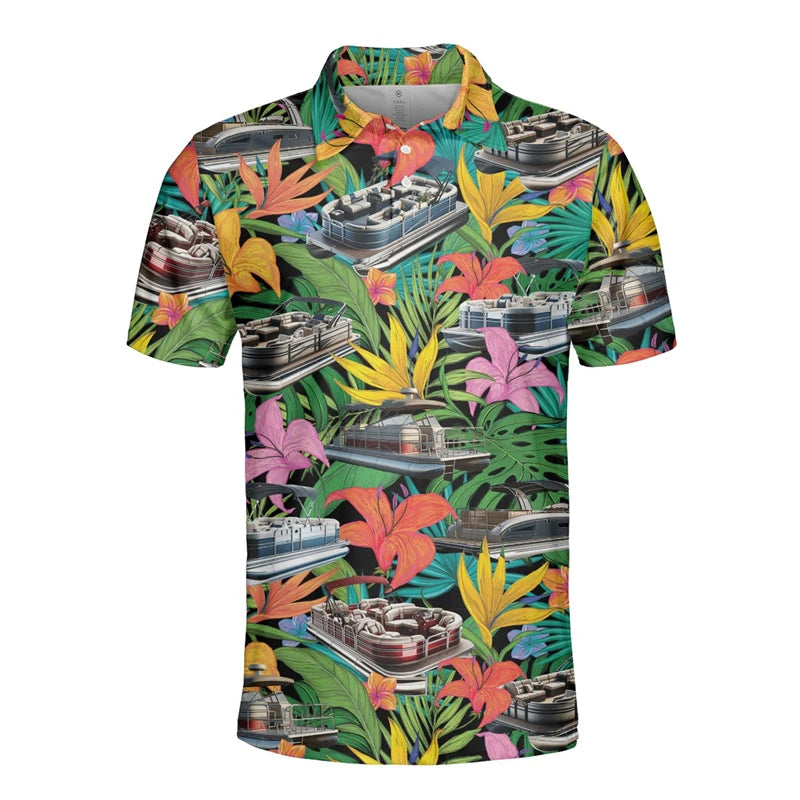 3D Hawaiian Pontoon Yacht Polo Shirts