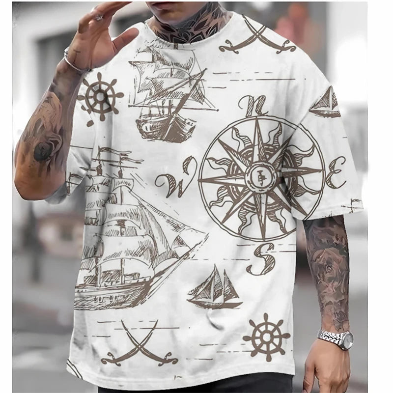 Vintage Nautical Map Compass T Shirt